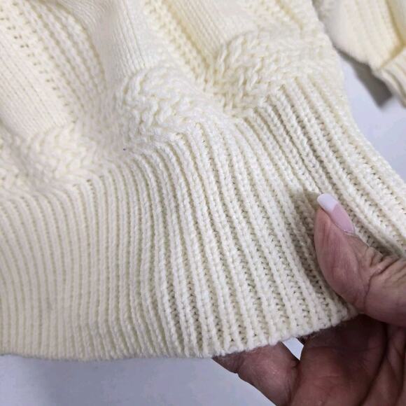 VTG Towncraft Sweater Sz L Yellowish Cream Pullover Ribbed Crewneck Acrylic - Picture 4 of 14